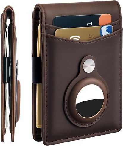 Suncat Slim Minimalist Airtag Wallet for Men, RFID Blocking Money Clip ID Window Bifold Wallets with Card Holder, Gifts for Men in Saudi Arabia