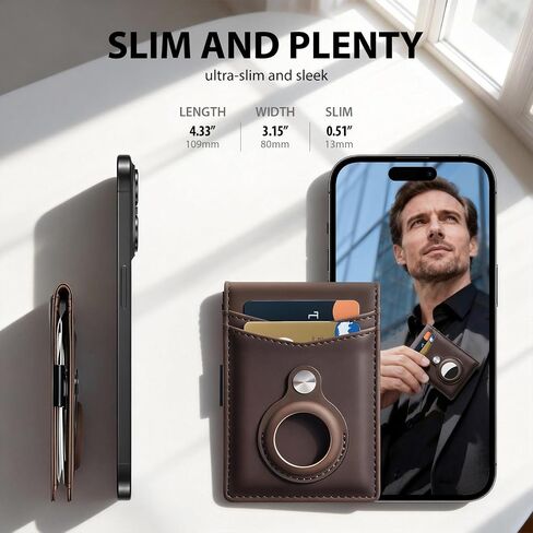 Suncat Slim Minimalist Airtag Wallet for Men, RFID Blocking Money Clip ID Window Bifold Wallets with Card Holder, Gifts for Men in Saudi Arabia