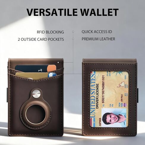 Suncat Slim Minimalist Airtag Wallet for Men, RFID Blocking Money Clip ID Window Bifold Wallets with Card Holder, Gifts for Men in Saudi Arabia
