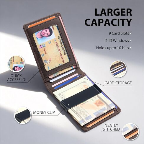 Suncat Slim Minimalist Airtag Wallet for Men, RFID Blocking Money Clip ID Window Bifold Wallets with Card Holder, Gifts for Men in Saudi Arabia