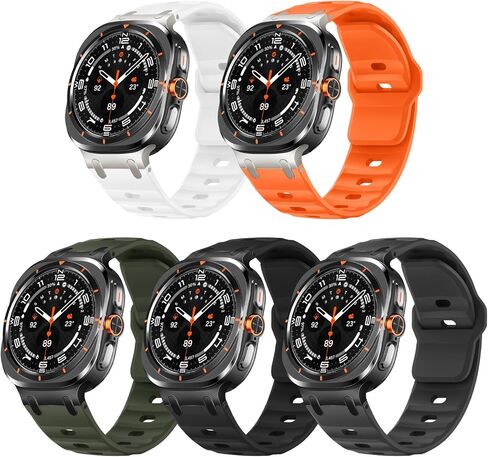 6-Pack Marine Sport Band Compatible with Galaxy Watch Ultra Bands 47mm (2024), Samsung Watch 7 Ultra Bands for Men Women, Breathable Ocean Silicone Strap No Gap Design in Kuwait