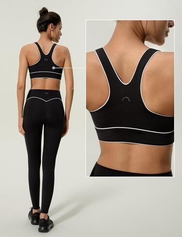 LilySilk Sports Bra for Women Silk Contour V-Neck Medium Support Contrast Piping Activewear Racerback Workout Gym in Kuwait