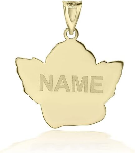 Certified 14k Yellow Gold Personalized Cherub Guardian Angel Pendant Custom Engraved with Any Name in Saudi Arabia