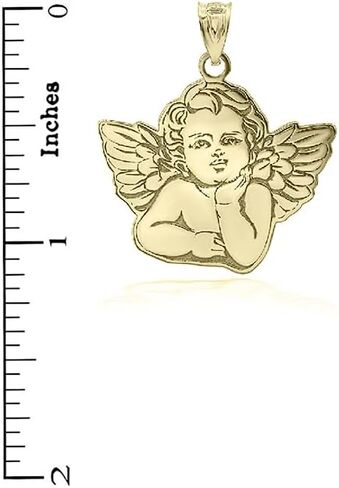 Certified 14k Yellow Gold Personalized Cherub Guardian Angel Pendant Custom Engraved with Any Name in Saudi Arabia