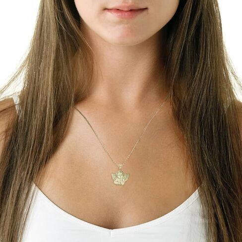 Certified 14k Yellow Gold Personalized Cherub Guardian Angel Pendant Custom Engraved with Any Name in Saudi Arabia