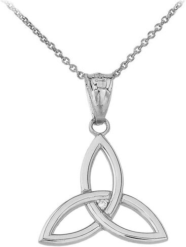 Certified 10k Gold Solitaire Diamond Celtic Trinity Knot Charm Pendant Necklace in Saudi Arabia