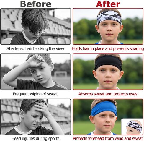 6pcs Boys Headbands for Sports Elastic Boys Soccer Headbands Sweatbands Non Slip Sweat Wicking Sports Headband for Kids Football Running Basketball Tennis Youth in Saudi Arabia