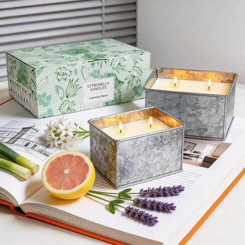 Citronella Candles Outdoor, 2-Wick 24oz Large Citronella Candle, Outdoor Candles up to 160 Hours Burning,2 Pack Soy Wax Summer Candle for Outside Patio Camping, Indoor Emergency or Survival in Saudi Arabia