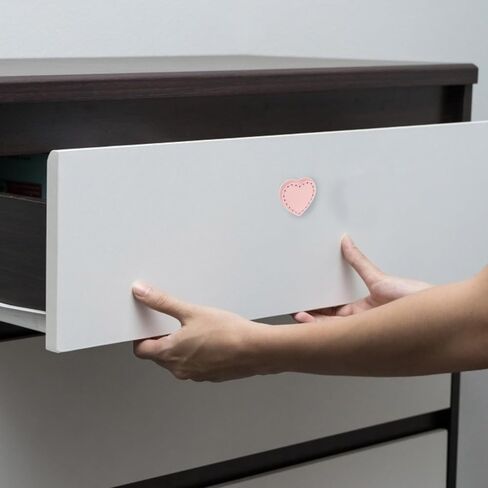 Gadpiparty 2pcs Heart Shaped Single Hole Drawer Pulls for ’ Wardrobe and Dresser, Thick Pink Leather Handles with Brass Base, Modern Cabinet Knobs for ’s Room Furniture in Kuwait