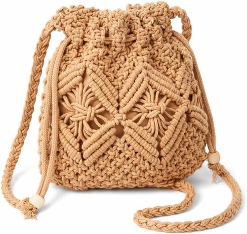 Drawstring Crochet Crossbody Bag for Women, Handwoven Cotton Straw Boho Shoulder Purse Travel Handbag in Saudi Arabia