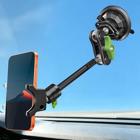HEMMOTOP Car Phone Mount, Suction Cup Camera Mount for Smooth Windshield Window Glass Dashboard, Magic Arm Suction Car Phone Holder Mount for All Smartphones & Cars in Kuwait