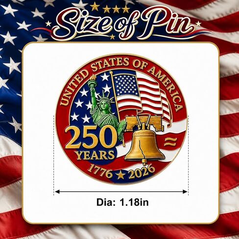 20Pcs USA 250th Birthday Enamel Pins, 250 Years of America Anniversary Metal Gold Plated Lapel Pin, U.S. Patriot Collectible Accessories for Patriot's Day Independence Day Decor in Saudi Arabia