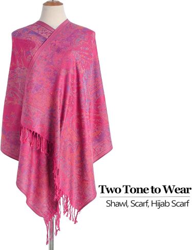 Pashmina Scarfs for Women-Ethnic Paisley Pashmina Shawls and Wraps Hijab Travel Scarf(Sy1-Hot Pink) in Kuwait