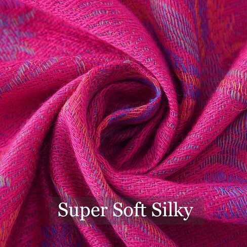 Pashmina Scarfs for Women-Ethnic Paisley Pashmina Shawls and Wraps Hijab Travel Scarf(Sy1-Hot Pink) in Kuwait