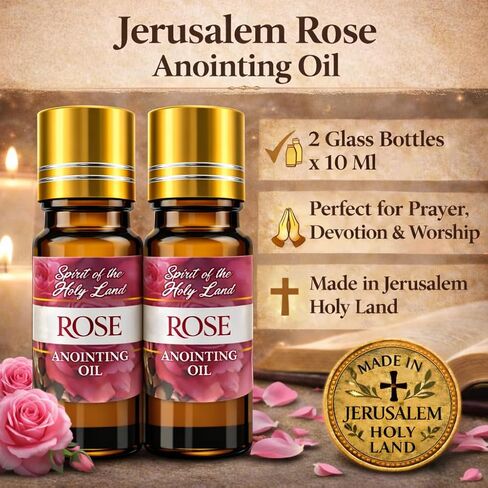 Biblical Rose of Sharon Anointing Oil from Jerusalem 2 Bottles x 10 ml Rose Devotional Holy Oil for Prayer and Blessing Religious Gift Box in Saudi Arabia
