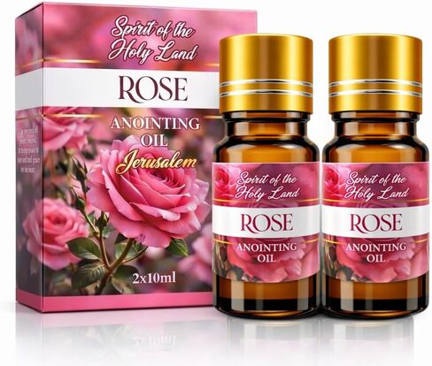 Biblical Rose of Sharon Anointing Oil from Jerusalem 2 Bottles x 10 ml Rose Devotional Holy Oil for Prayer and Blessing Religious Gift Box in Saudi Arabia