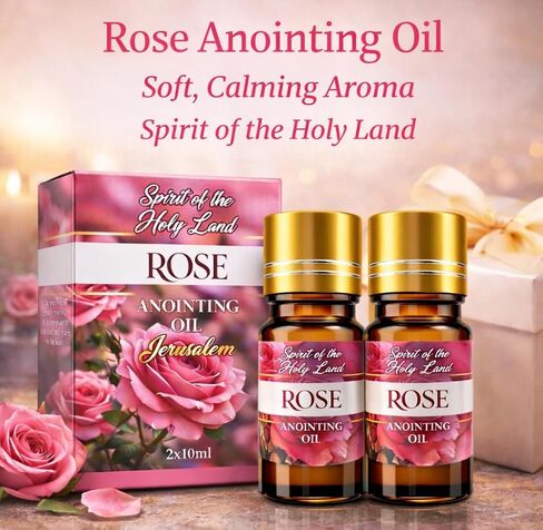 Biblical Rose of Sharon Anointing Oil from Jerusalem 2 Bottles x 10 ml Rose Devotional Holy Oil for Prayer and Blessing Religious Gift Box in Saudi Arabia
