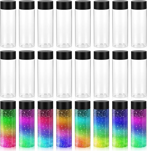 24 Pcs Empty Sensory Bottles 12 oz/ 350 ml Clear Plastic Bottles Leakproof Drink Container Reusable Juice Water Bottle with Caps for Making Craft Handmade Party Supply in Saudi Arabia