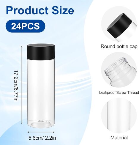 24 Pcs Empty Sensory Bottles 12 oz/ 350 ml Clear Plastic Bottles Leakproof Drink Container Reusable Juice Water Bottle with Caps for Making Craft Handmade Party Supply in Saudi Arabia