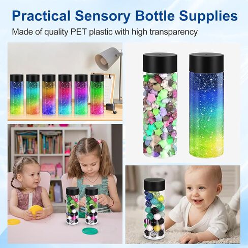 24 Pcs Empty Sensory Bottles 12 oz/ 350 ml Clear Plastic Bottles Leakproof Drink Container Reusable Juice Water Bottle with Caps for Making Craft Handmade Party Supply in Saudi Arabia
