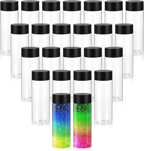 24 Pcs Empty Sensory Bottles 12 oz/ 350 ml Clear Plastic Bottles Leakproof Drink Container Reusable Juice Water Bottle with Caps for Making Craft Handmade Party Supply in Saudi Arabia