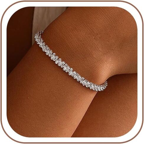 S925 Sterling Silver Chain Bracelet for Women - 4.5MM S925 Sterling Silver Rope Chain Bracelet Handmade Jewelry Silver Bracelet for Women 6.5/7/7.5/8 Inch in Saudi Arabia