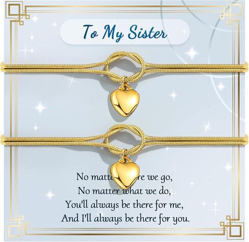 YELUWA 2 Pcs Sisters Gifts, Matching Love Knot Bracelets for Sisters Bestie Bff Mother Daughter Best Friend Friendship Bracelets Friendship Gifts for Women Friends in Saudi Arabia