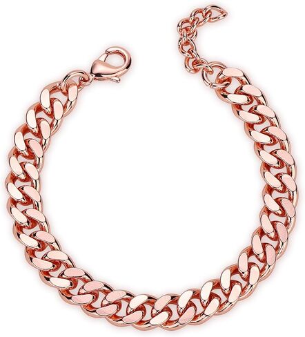 Copper Bracelet for Men & Women, 99.9% Pure Copper Cuban Link Chain,5mm Width Jewelry, Extra Chain - Gift Box Included in Saudi Arabia