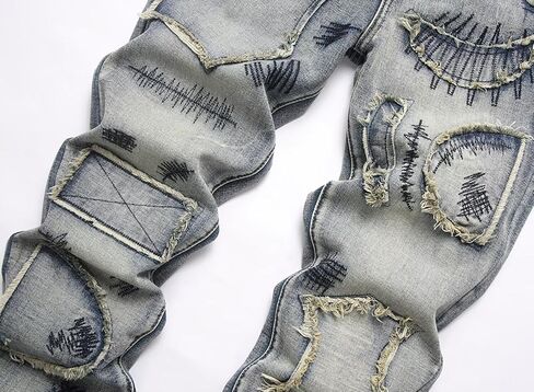 HENGAO Mens Flared Jeans Slim Fit Stretch Skinny Ripped Distressed Trendy Bell Bottom Denim Pants in Saudi Arabia