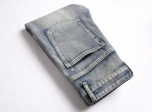 HENGAO Mens Flared Jeans Slim Fit Stretch Skinny Ripped Distressed Trendy Bell Bottom Denim Pants in Saudi Arabia