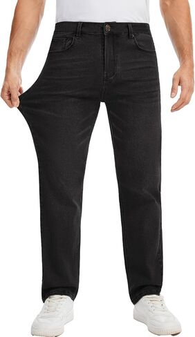 Men's Stretch Jeans Regular Fit Straight Leg Comfort Flex Classic Denim Pants in Saudi Arabia
