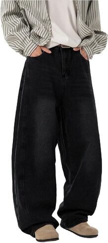 AIFARLD Mens Baggy Jeans Wide Leg Denim Pants Hip Hop Casual Loose Fit Long Trousers Streetwear Y2K in Saudi Arabia