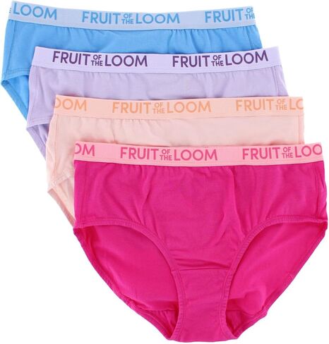 مجموعة متنوعة من 4 سراويل داخلية نسائية من القطن القابل للتمدد من Fruit of the Loom in Kuwait
