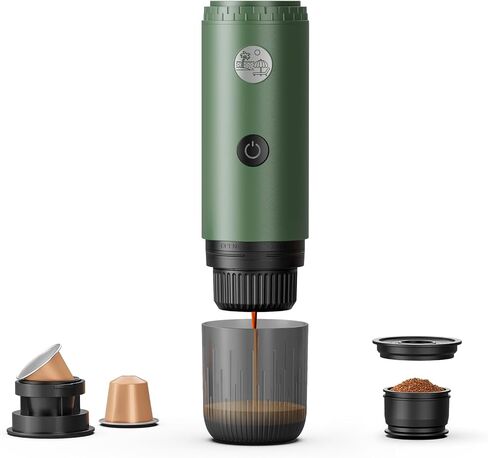 Portable Espresso Machine Mini 12V Rechargeable 3-in-1 Multi-Function Electric Coffee Machine One Key Extraction Compatible with NS & DG Capsules and Ground Coffee for Office Home (Black) in Kuwait
