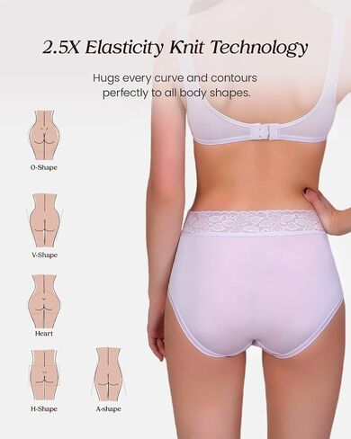 100% Mulberry Silk Underwear, High-Waisted Lace Briefs Silk Panties for Women, Ultra Soft, Breathable & Quick-Dry in Saudi Arabia