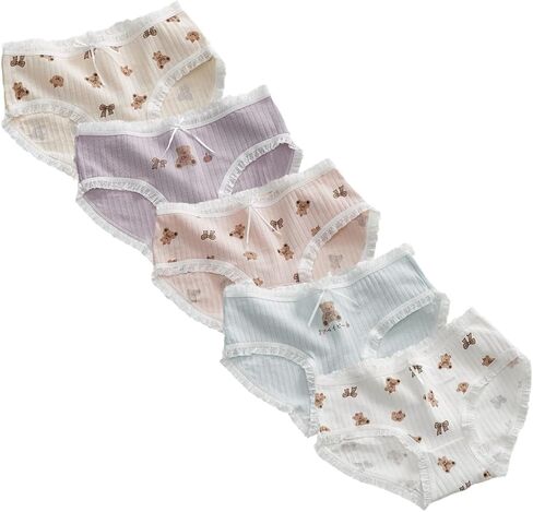 5 Packs Cute Bear Print Underwear for Women Cotton Kawaii Japanese Brief Panties in Saudi Arabia