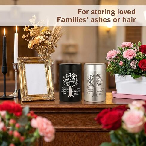 6 PCS Mini Urns for Human Ashes Set, Urn for Sharing with Family, Keepsake Memorial Ashes Holder for Pets, 2.76" Aluminum Cremation Urns with Velvet Bag (Black & Silver) in Saudi Arabia