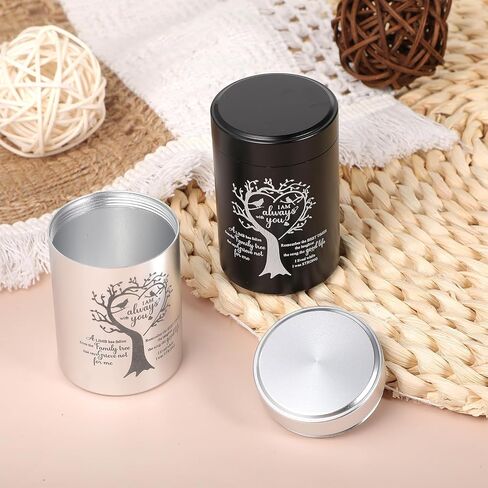 6 PCS Mini Urns for Human Ashes Set, Urn for Sharing with Family, Keepsake Memorial Ashes Holder for Pets, 2.76" Aluminum Cremation Urns with Velvet Bag (Black & Silver) in Saudi Arabia