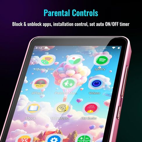 MP3 Player for Kids with Spotify, Parental Controls, Spotify Kids, Audible, Amazon Music, Libby, 4.0" IPS Kids Music Player Up to 512GB (Pink) in Kuwait