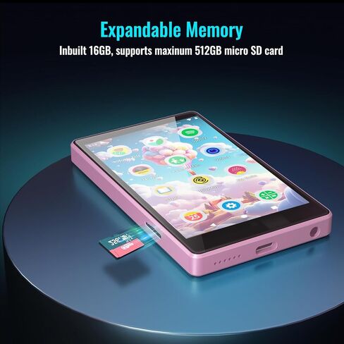 MP3 Player for Kids with Spotify, Parental Controls, Spotify Kids, Audible, Amazon Music, Libby, 4.0" IPS Kids Music Player Up to 512GB (Pink) in Kuwait