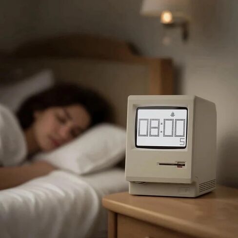 Maclock Retro Pixel Alarm Clock, 1984 Computer Style Desk Clock with Pixel LCD, USB Desk Clock, Multiple Alarms, Calendar, Temperature, Adjustable Brightness, Unique Tech Gift in Saudi Arabia