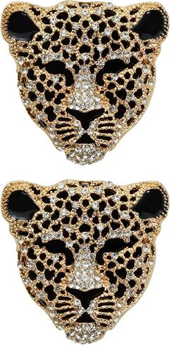 2Pcs Rhinestone Leopard Brooch, Crystal Enamel Lapel Pins for Backpack Hat Bag Jacket Coat, Unique Fashion Jewelry Gift for Men and Women in Saudi Arabia