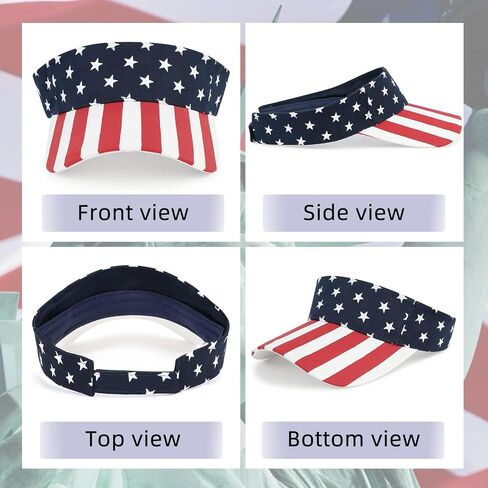 Century Star American Flag Sun Visor Hat for Men Women, Patriotic Adjustable Summer Golf Tennis Cap for 4th of July in Kuwait