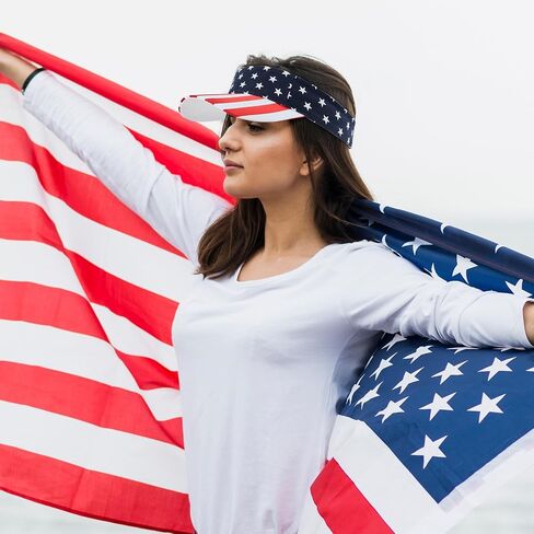 Century Star American Flag Sun Visor Hat for Men Women, Patriotic Adjustable Summer Golf Tennis Cap for 4th of July in Kuwait
