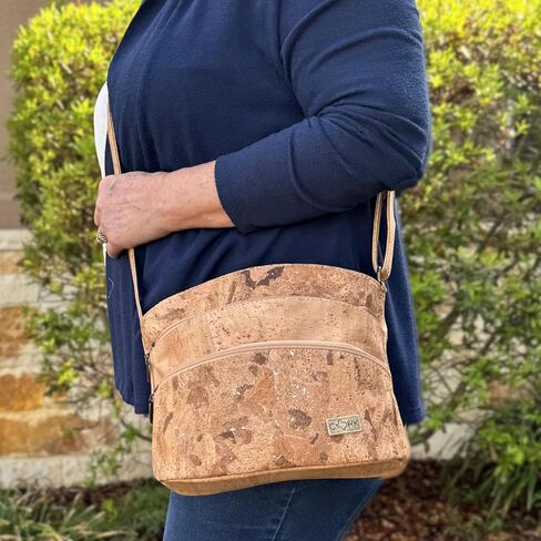 Cork Crossbody Bag for Women – Lightweight Medium Organizer Purse, Vegan Cork Handbag with Adjustable Strap, Dallas | Lightweight Cork Bag in Kuwait