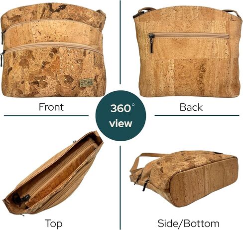 Cork Crossbody Bag for Women – Lightweight Medium Organizer Purse, Vegan Cork Handbag with Adjustable Strap, Dallas | Lightweight Cork Bag in Kuwait
