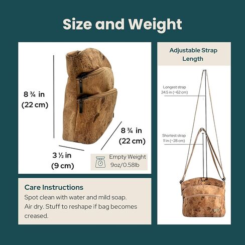 Cork Crossbody Bag for Women – Lightweight Medium Organizer Purse, Vegan Cork Handbag with Adjustable Strap, Dallas | Lightweight Cork Bag in Kuwait