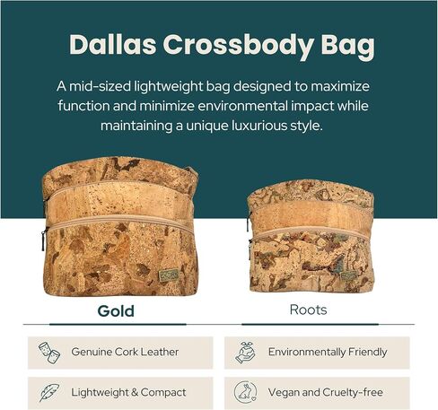 Cork Crossbody Bag for Women – Lightweight Medium Organizer Purse, Vegan Cork Handbag with Adjustable Strap, Dallas | Lightweight Cork Bag in Kuwait