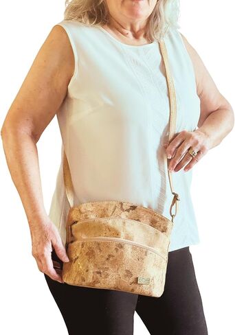 Cork Crossbody Bag for Women – Lightweight Medium Organizer Purse, Vegan Cork Handbag with Adjustable Strap, Dallas | Lightweight Cork Bag in Kuwait