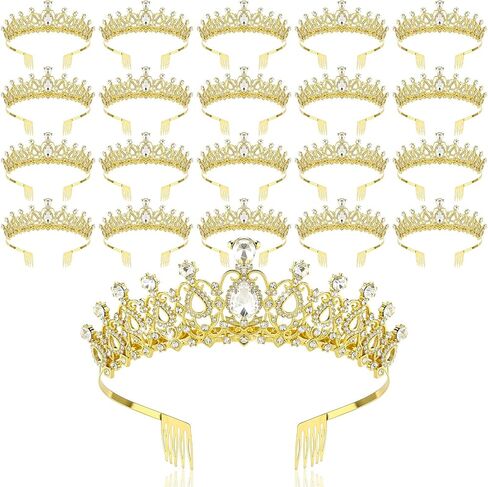 20 Pcs Crystal Tiara Crown for Women Queen Crown with Rhinestone and Combs Hair Accessories for Wedding Bride Princess Birthday Party Prom Shower Costume in Kuwait